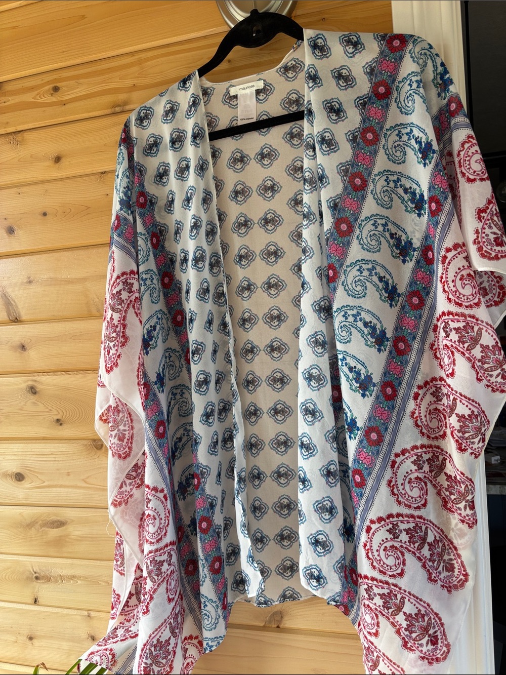 Maurices White Open-Front Paisley & Floral Kimono